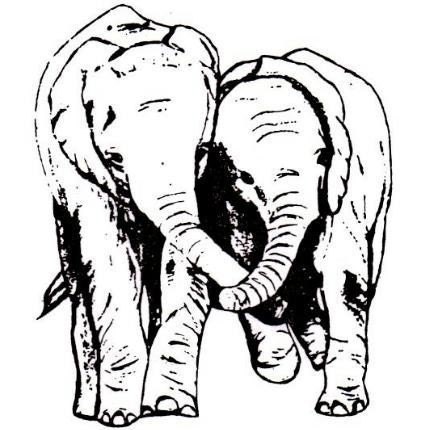ELEPHANT FRIENDS  African unmounted rubber stamp, large No.17