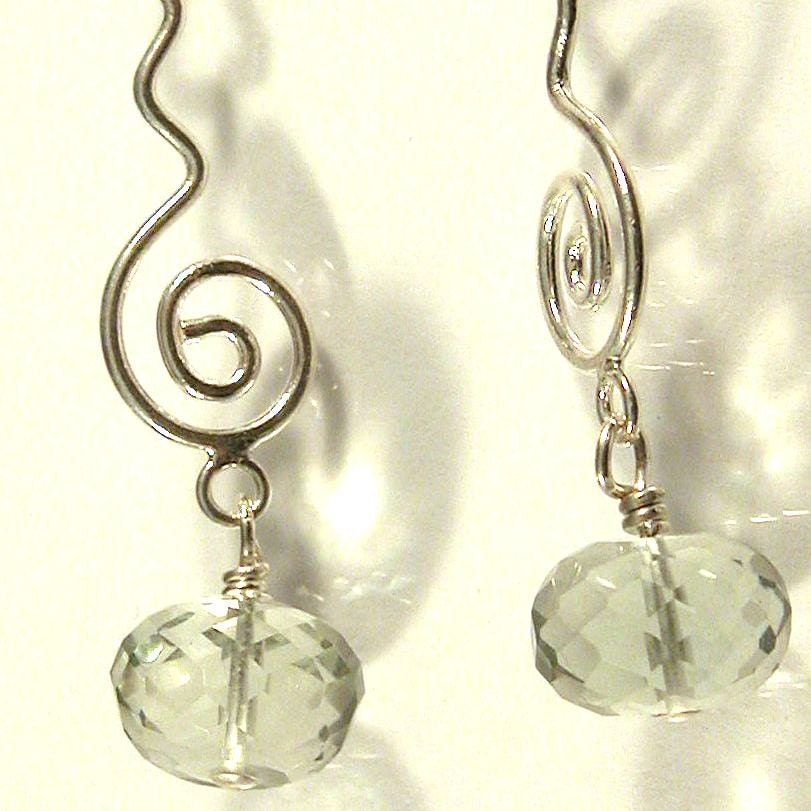 AAA Green Amethyst and Sterling Silver Earrings - Dew Drops