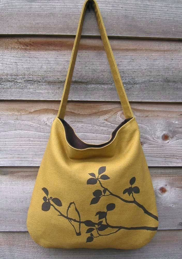 Hemp Bag with Songbird Organic Cotton Lining - Deep Gold Yellow, Mustard