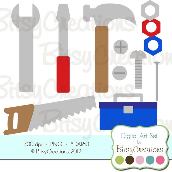 Tools Digital Art Set Clipart by BitsyCreations INSTANT DOWNLOAD