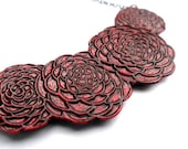 Red and Black Chrysanthemum Necklace - Serenity