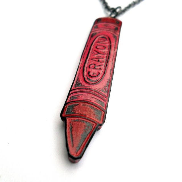 20% OFF SALE - Red Crayon Necklace - Color Outside the Lines