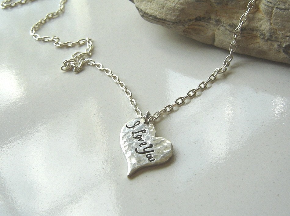 I Love You Silver Heart CHARM and Sterling Silver Necklace