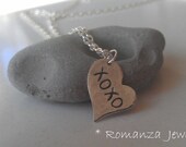 XOXO Love Heart Personalized Engraved Sterling Silver Necklace