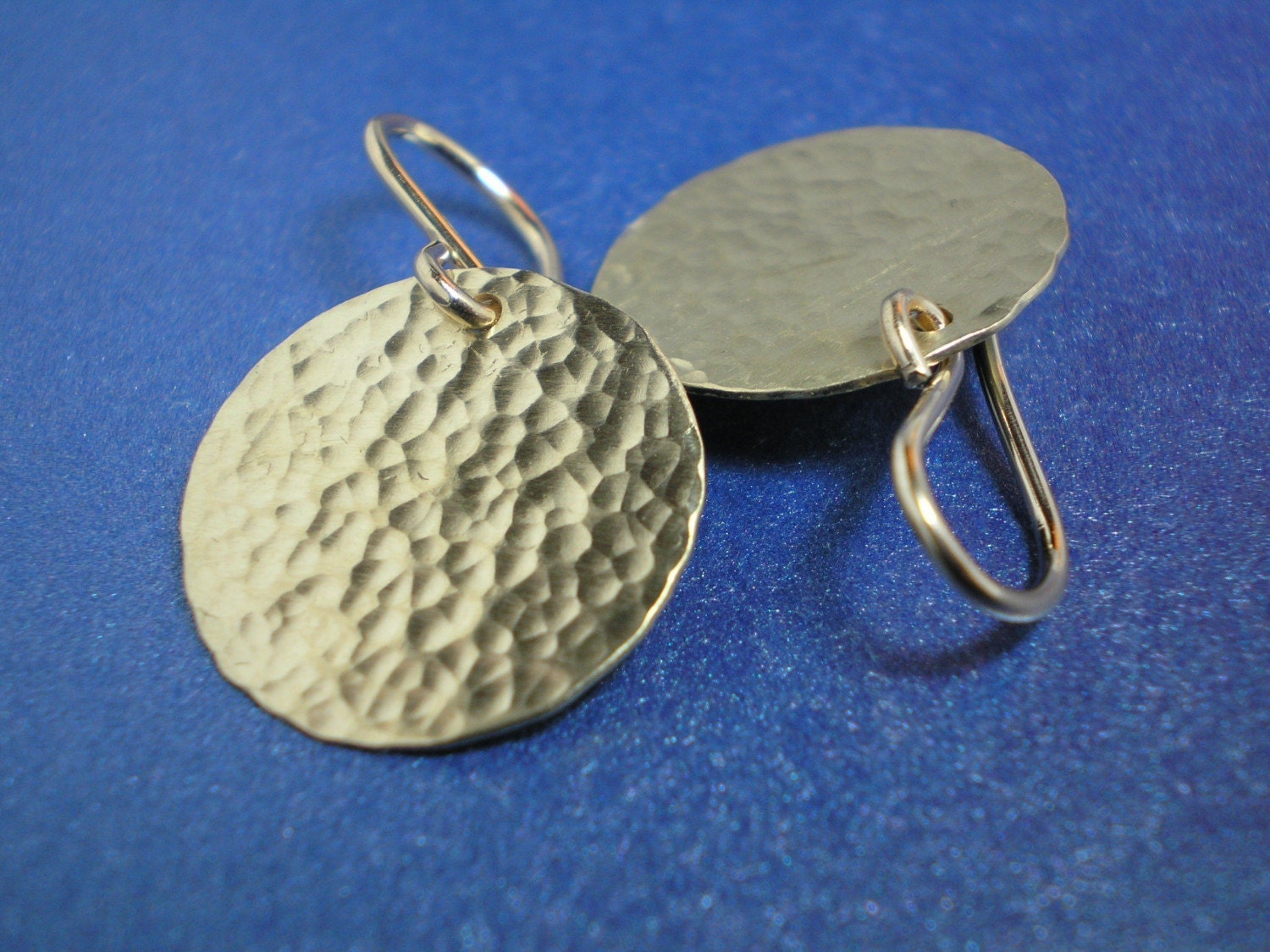 If I Had a Hammer - Hammered Brass Discs - Medium Earrings