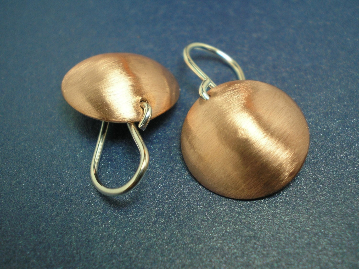 Copper Dome Earrings - Brushed Medium