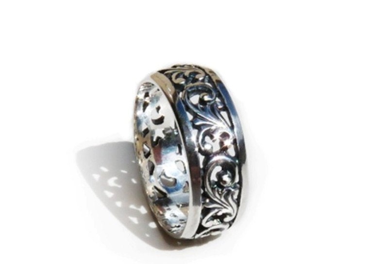 Band Ring Filigree Sterling Silver Wedding ring