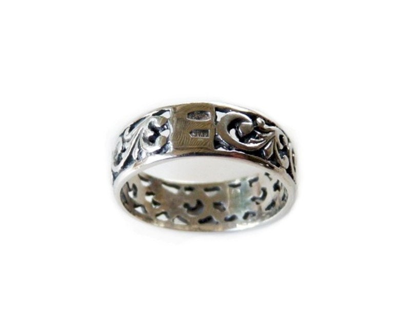 Band Ring Filigree Sterling Silver Wedding ring