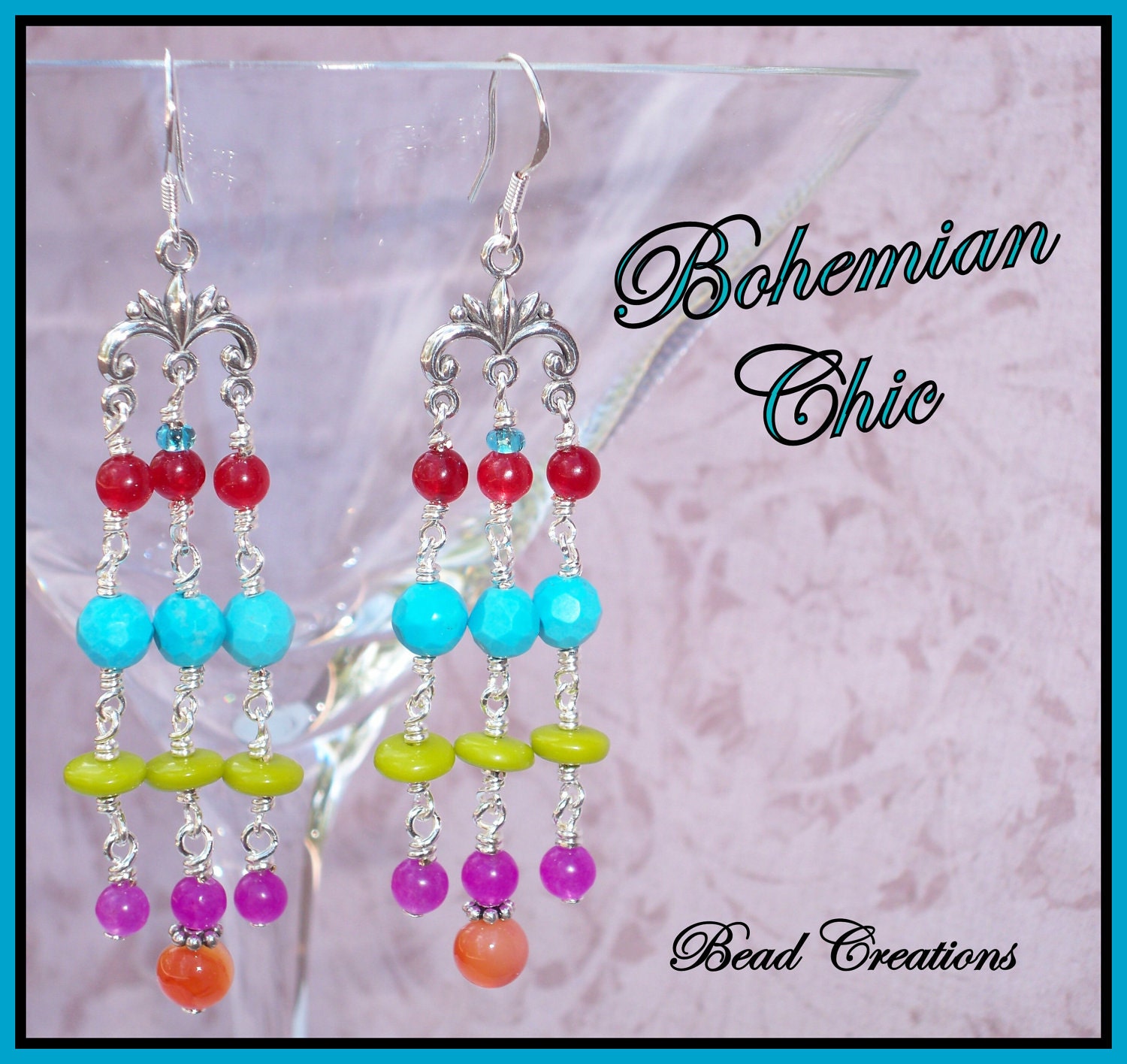 Jade Earrings Carnelian Howlite Blue Green Red BOHEMIAN CHIC