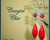 Red Turquoise Earrings Howlite Blue Silver COWGIRL CHIC