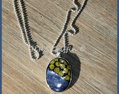 Purple and Chartreuse Green Mosaic Pendant 25