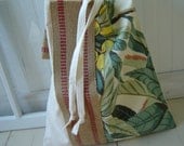 Sale Vacation/Travel Bag Retro Canvas Tote with Burlap Jute Trim