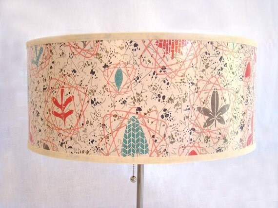 Drum Shade 1950's Vintage Wallpaper Mid Century Atomic Floral