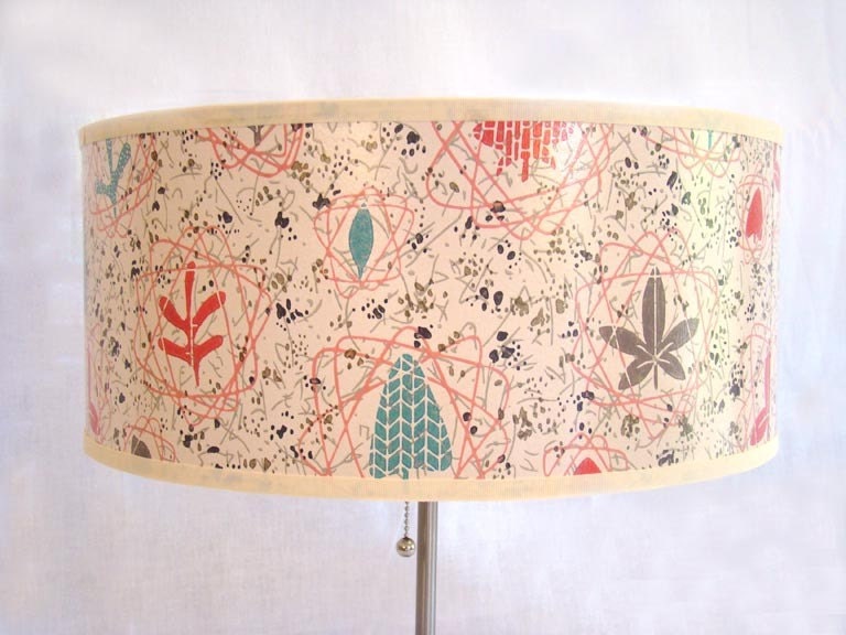 Drum Shade 1950's Vintage Wallpaper Mid Century Atomic Floral