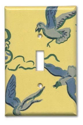 On a Gull's Wing 1950's Vintage Wallpaper Switch Plate