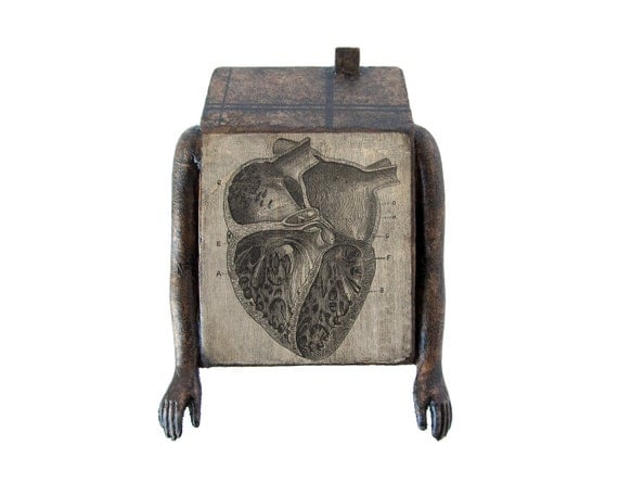 Doll House no 374 (with heart) - Original Mixed Media Assemblage