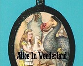 Alice in Wonderland Lewis Carroll Necklace Pendant Goth Fantasy Alice with Birds