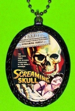 Skull Horror Goth Necklace Pendant 1960s Horror Classic Pinup New