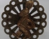 Victorian Steampunk Rabbit's Tale  Brass Filigree Ring Alice in Wonderland New