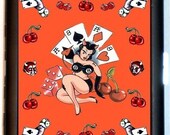 Poker Pinup ID Cigarette Case Rockabilly Pin Up Business Card Holder Gambling Las Vegas Tattoo