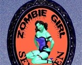 ZOMBIE GIRL SEX KITTEN  Psychobilly Pinup Girl Rockabilly Design Bad Girl Handcasted Pendant Necklace