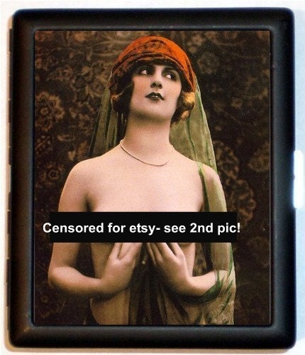Nude Flapper Erotic Tinted Style Eight Pinup Pin up Cigarette ID Case Business Card Holder Wallet
