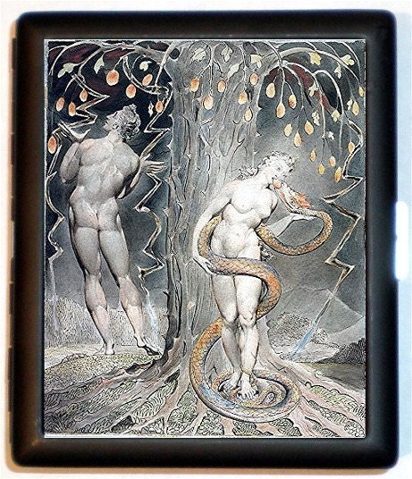 Fall of Adam and Eve William Blake Artwork Painting Black Metal Cigarette or ID or Business Card Holder Case Wallet
