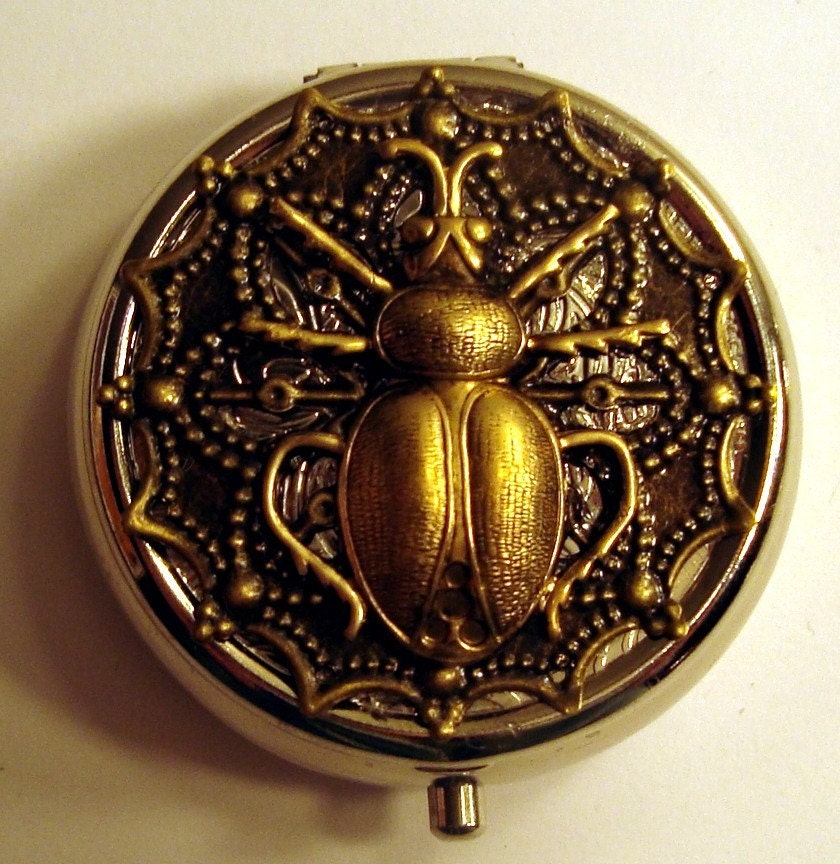 Victorian Surreal Kafka Steampunk THE BRASS BEETLE Pill Case Or Trinket Box