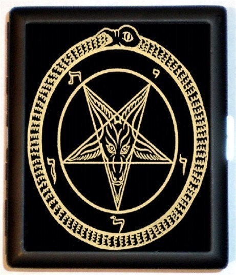 Satanism Occult Devil Worship Cigarette Case or Business Card Case Wallet New Pentagram