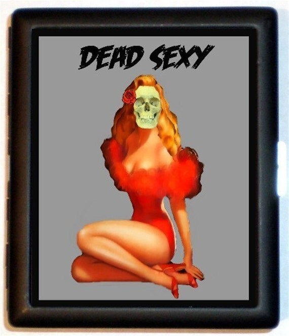 Dead Sexy Pinup Gal Subversion Pin Up Gal Beauty Fades and We All Die Dead Sexy Rockabilly Cigarette Case or Business Card Holder Wallet