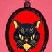 RED Black cat Halloween Horror Handmade Handcasted Metal Pendant handpainted black and ballchain Necklace