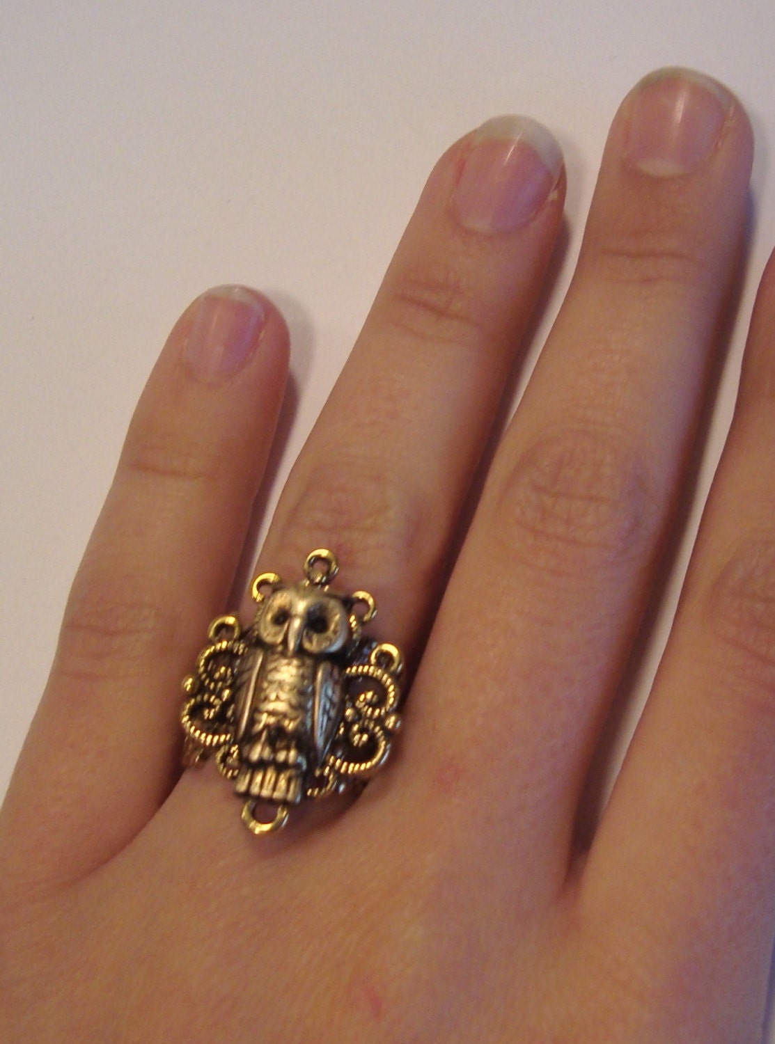 Victorian Steampunk NOCTUA Brass Owl Ring