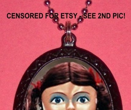 Blowup Doll Closeup Sexy Spoof Sexy time Retro Humor Crass Funny Weird Pendant Necklace
