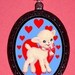 Baby Lamb Kawaii DIY Super Cuteness with Hearts Handcrafted Handcasted Metal Pendant Handpainted Black with silvertone ballchain necklace