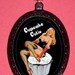 Cupcake Cutie Kawaii Pinup Pin up Rockabilly Sitting on Cupcake Black Version Pendant Necklace