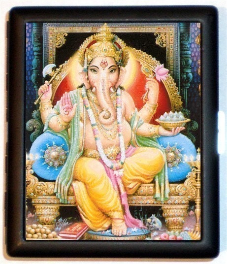 Ganesh Hinduism Hindu Elephant God Cigarette Case ID HOLDER Business Card Wallet MP3 Holder NEW