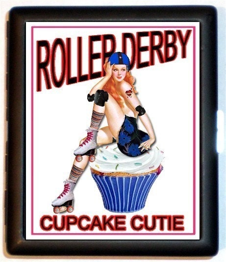 Roller Derby  Cupcake Cutie Case Roller Skating Cigarette or ID Case