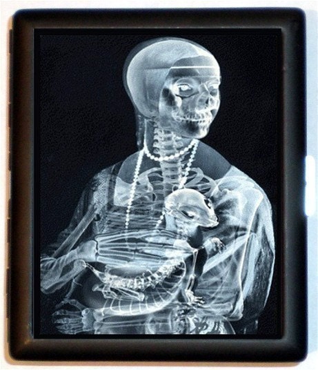 XRay Woman Holding Her Devil Spawn Minion Ferret Ermine or Weasel or Alien Pet Life Leonardo Da Vinci Cigarette Case or Wallet