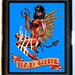 Blue Background Bad Girl Devil Girl Satanic Old School Tattoo Black Metal Cigarette or ID or Business Card Case Wallet