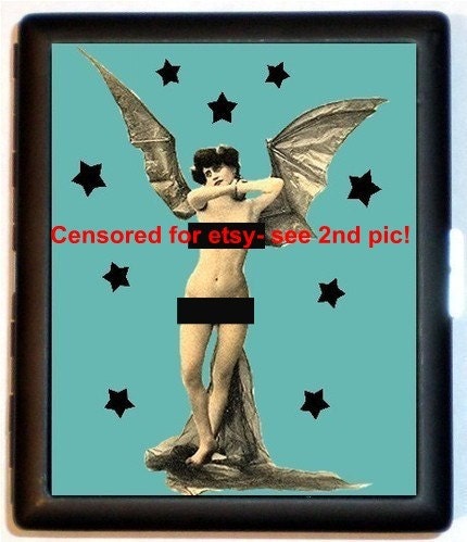 Bat Lady Victorian Goth ID Cigarette Case Gothic Style Number 2 Original With Stars Added pinup Pin up