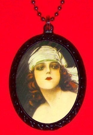Pirate Gypsy Girl Tattoo Necklace pendant Rockabilly Cute Pinup NEW