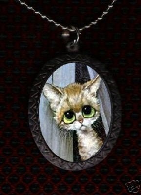 TigerLily Pity Kitty Retro Big eyed Kitty Cat Diy Necklace CUTE and Adorable