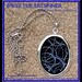 DIVINE BLISS DESIGNS - Silver Tone Pendant With Chain - Abstract Blue Swirls on Black
