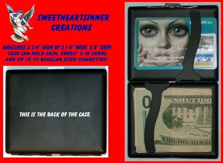 Exotic Gypsy Style Cleopatra Egyptian Revival Flapper by Moon Cigarette Id Case Business card Holder Wallet