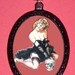 Pin Up Holding Skull Necklace Pendant Rockabilly Pinup Goth Tiki