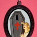 Coffin Pinup Gal Pin up Psychobilly Goth Horror Vampire Style Woman Necklace Pendant New