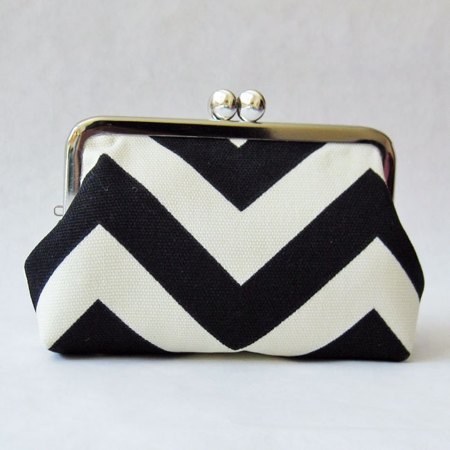 black chevron stripes purse