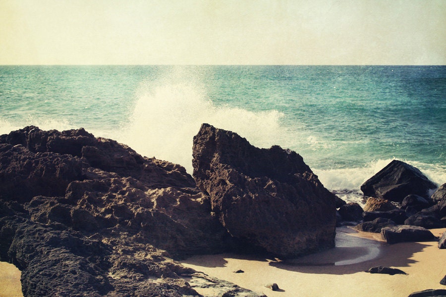 beach photography blue decor san juan puerto rico caribbean decor fine art photograph Splash 8x12