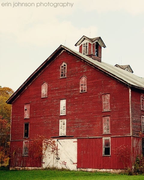 Red Home Decor - The Barn no.1 - Old Red Barn - 8x10 Fine Art Photography - old, rustic, farm, wood
