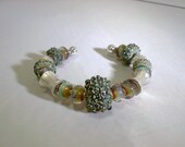 Sterling Silver Bangle, Borosilicate Lampwork Bracelet